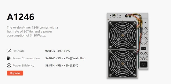 85TH/S Sha-256 A1246 Avalon Miner 75dB 3420 Watt