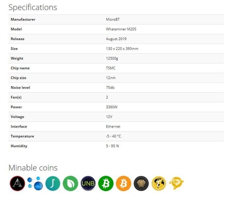 رابط اترنت 75db Microbt Whatsminer M21s 58t 3360W